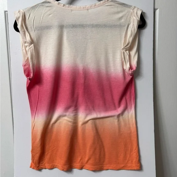 Unknown brand, top, Henley style, orange, pink, and pale pink three snap front - Picture 5 of 10